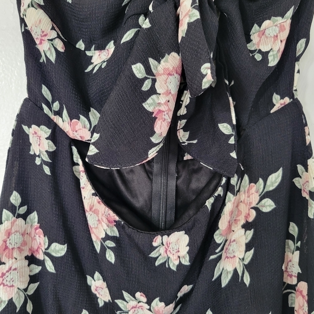 Lulu's Frances Black Floral Print Strapless Tie-Front Mini Dress Size XS - Picture 10 of 11